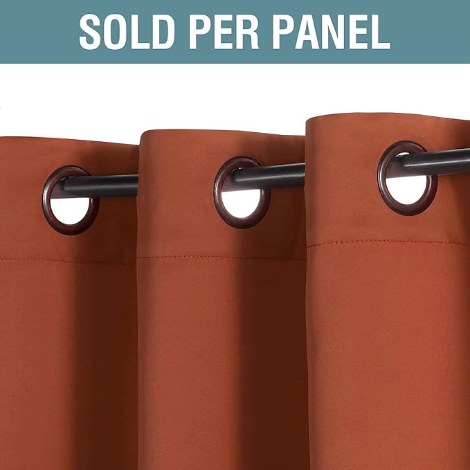 H.VERSAILTEX Full Blackout Curtain Shade Light Blocking Curtains 63 Inch Length Ultra Soft and Sleep Well Kids Room Curtains with 8 Grommets Each Panel - One Panel - Orange, 52" W x 63" L