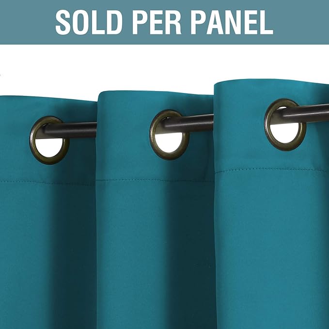 H.VERSAILTEX Blackout Curtain for Living Room Thermal Insulated Window Treatment Curtain Extra Long 108 inch Length Energy Saving Solid Grommet Blackout Drape, One Panel, Turquoise Blue，52"W x 108"L