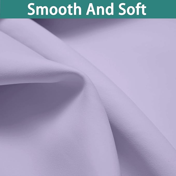 Yakamok 100% Blackout Curtains Energy Saving Thermal Insulated 2 Thick Layers Completely Blackout Drapes with Black Liner for Bedroom (52Wx108L,Lilac, Set of 2)