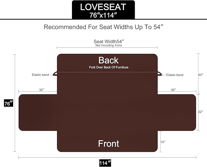 U-NICE HOME Loveseat Sofa Cover Reversible Couch Cover for Dogs with Elastic Straps Water Resistant Furniture Protector for Pets Couch Cover for 2 Cushion Couch (Loveseat, Burgundy/Tan)