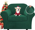 H.VERSAILTEX Rich Velvet Stretch 2 Piece Cover Chair Slipcover Sofa Cover Furniture Protector Couch Soft with Elastic Bottom Chair Couch Cover Width Up to 49 Inch (Chair, Vintage Green)