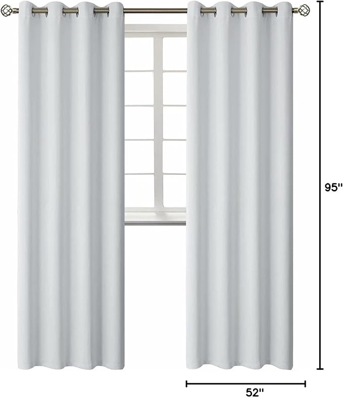 BGment Room Darkening Curtains 95 Inches Long - Grommet Thermal Insulated Drapes Window Treatment Curtains for Bedroom, 2 Panels, 52 x 95 Inch, Greyish White