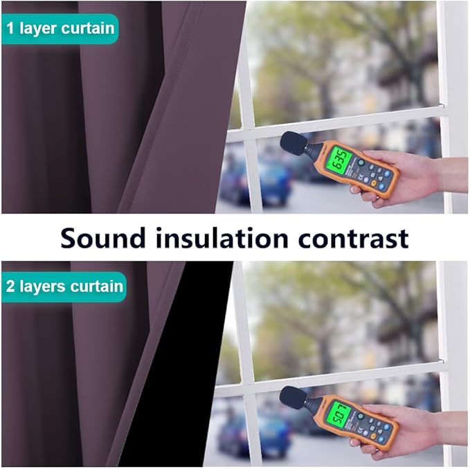 NICETOWN 100% Blackout Curtains 84 inches Long, Plum, 52 inches Wide, Pair of Energy Smart & Noise Blocking Out Drapes for Baby Room Window, Thermal Insulated Guest Room Lined Window Dressing