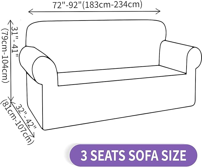 ZNSAYOTX Super Stretch Sofa Cover (72"-92"), New Striped Sofa Covers Fitted Slipcovers with Elastic Bottom, Dog Cat Pets Proof Spandex Washable Fabric Comfortable & Durable (Coffee, Sofa)