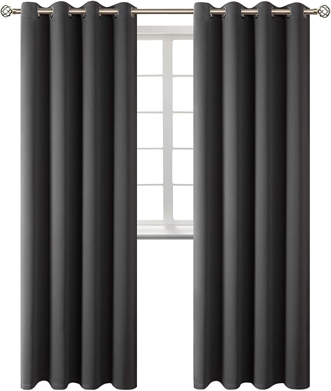 BGment Blackout Curtains - Grommet Thermal Insulated Room Darkening Bedroom and Living Room Curtains, Set of 2 Panels (52 x 108 Inch, Dark Grey)