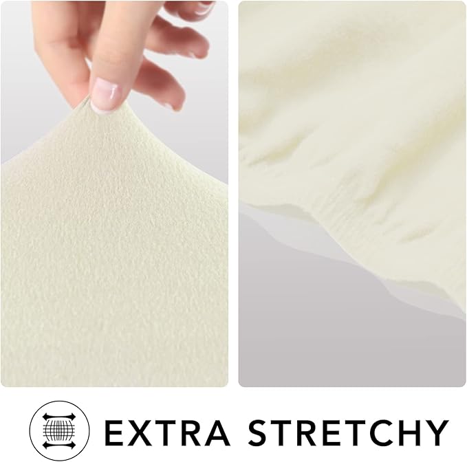 PureFit Super Stretch Sofa Slipcover – Spandex Non Slip Soft Couch Sofa Cover, Washable Furniture Protector with Non Skid Foam and Elastic Bottom for Kids, Pets （XX Large, Ivory）