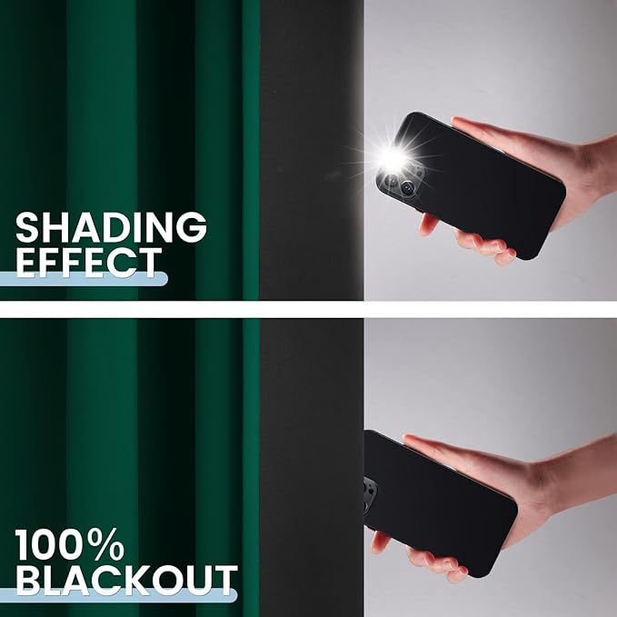 SimpleHome 100% Blackout Curtains for Bedroom,Thermal Insulated Dark Green Grommet Window Drapes Room Darkening Curtains for Living Room with Black Back,42 x 36 Inch,2 Panels