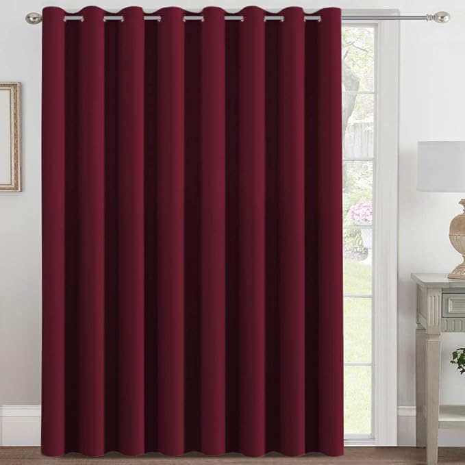 H.VERSAILTEX Thermal Insulated Grommet Blackout Curtains for Christmas & Thanksgiving Gift, Sliding Door Patio Door Curtains, Living Room Divider Curtains (1 Panel, 8.5ft Wide by 7ft Long) - Burgundy