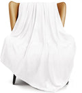 Exclusivo Mezcla Fleece Throw XL Blanket for Couch, Sofa, Super Soft and Warm Pure White Blankets, All Season, Cozy, Plush, Lightweight, 50x70 Inches