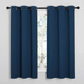 NICETOWN Moroccan Blue Room Darkening Curtains for Kitchen, Window Treatment Thermal Insulated Solid Grommet Room Darkening Curtains/Drapes for Bedroom (Set of 2, 42 inches Wide by 48 inches Long)