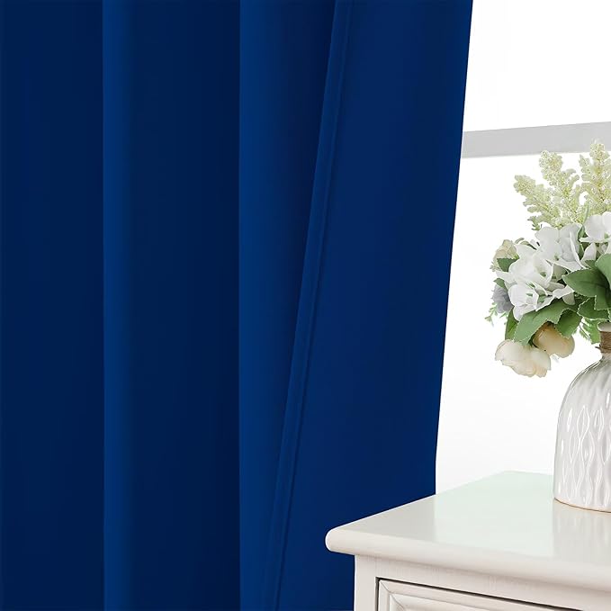 CUCRAF Royal Blue Blackout Curtains 84 inch Length 2 Panels Set, Rod Pocket Room Darkening Drapes for Bedroom Living Room, Insulated Thermal Light Blocking Window Curtain (W52 x L84 Inch)