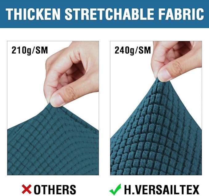 H.VERSAILTEX 3 Piece Stretch Sofa Covers for 2 Cushion Loveseat Couch Covers for Living Room Sofa Slipcovers (Base Cover Plus 2 Seat Cushion Covers) Thicker Jacquard Fabric(Medium Sofa, Deep Teal)