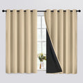 SimpleHome 100% Blackout Curtains for Bedroom,Thermal Insulated Beige Grommet Window Drapes Room Darkening Curtains for Living Room with Black Back,62 x 63 Inch,2 Panels