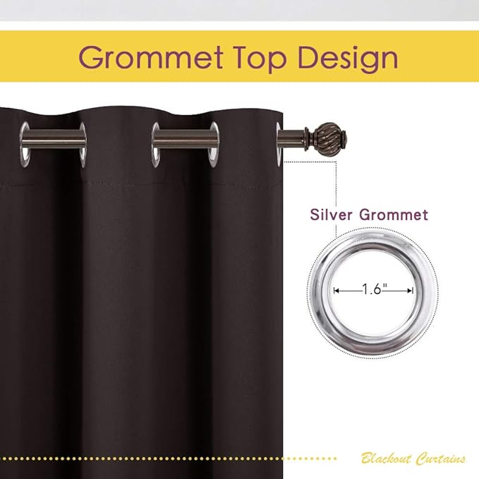 NICETOWN Blackout Draperies Curtains, Energy Smart Thermal Insulated Solid Grommet Blackout Curtains/Drapes Window Panels (2 Panels, 70-inch x 84-inch, Toffee Brown)