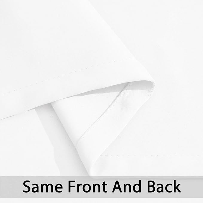 Yakamok Pure White Curtains 45 Inch Length, Grommet Top Small Window Drapes for Living Room/Bedroom(52 Inch Width, 2 Panels)