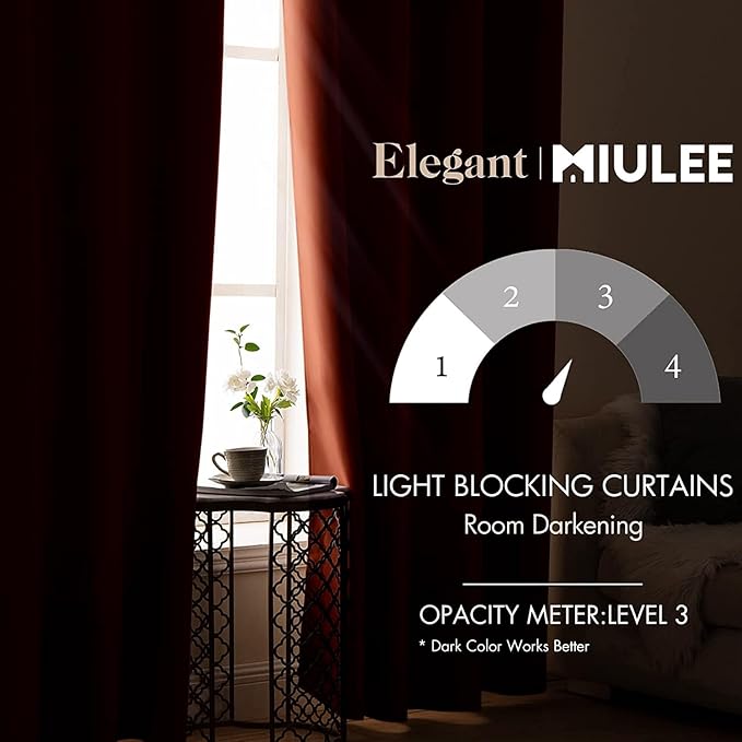 MIULEE 84" Long Room Darkening Curtains Thermal Insulated Rust Terracotta Drapes Window Treatment Set Grommet Top Light Blocking Blackout Curtain for Fall Living Room/Bedroom 2 Panels Burnt Orange