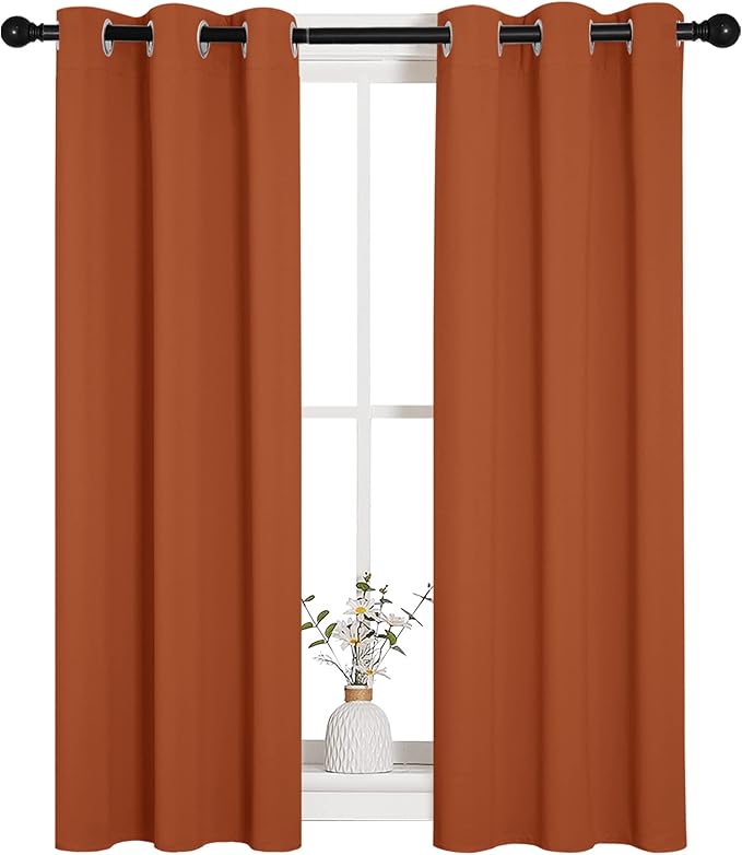 NICETOWN Burnt Orange Window Curtains Blackout Drapes, 1 Pair, 29 by 40 inches, Thermal Insulated Solid Grommet Blackout Curtains/Draperies for Cafe