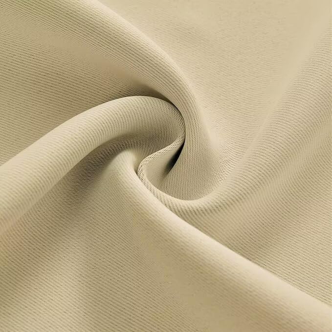 Joydeco Blackout Curtains for Bedroom 84 inch Long 2 Panels, Thermal Insulated Room Darkening Curtains with Grommets, Soft Window Drapes for Living Room (W52 x L84 Inch, Beige)