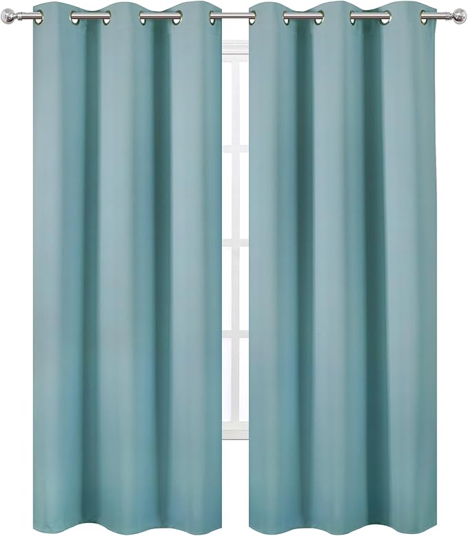 LEMOMO Stone Blue Thermal Blackout Curtains/42 x 84 Inch/Set of 2 Panels Room Darkening Curtains for Bedroom
