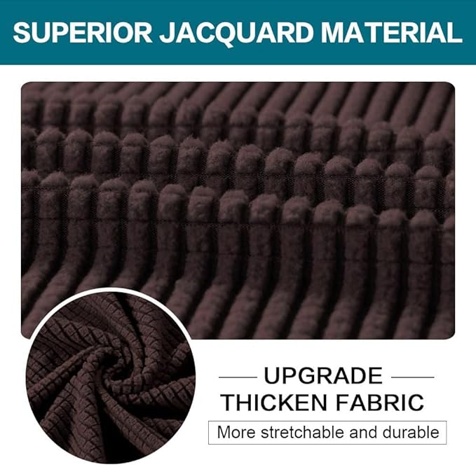 Turquoize 2 Piece Chair Covers Chair Slipcovers for Living Room Armchair Couch Cover Chair Sofa Cover with Individual Cushion Covers Furniture Cover for Chairs Feature Jacquard Fabric (Chair, Brown)