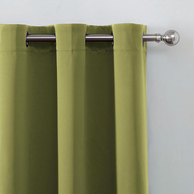LEMOMO Olive Green Thermal Blackout Curtains/42 x 72 Inch/Set of 2 Panels Room Darkening Curtains for Bedroom