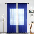 SpaceDresser Sheer Voile Window Treatment Rod Pocket Curtain Panels for Kitchen Bedroom Living Room Drapes Sunlight Filtering Privacy Semi Home Decor Assorted Colors Sizes (Sapphire, 52 W x 45 L)