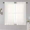 OWENIE Sheer Curtains Ivory, 45" Long Light Filtering Tiers for Kitchen, Bedroom, Short Panels Rod Pocket 2 Panels, Cafe Curtains Small Window, 42" W x 45" L