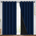 Yakamok Navy Blue 100% Blackout Curtains Energy Saving Thermal Insulated 2 Thick Layers Completely Blackout Drapes with Black Liner for Bedroom (70Wx84L, Navy Blue, 2 Panels)