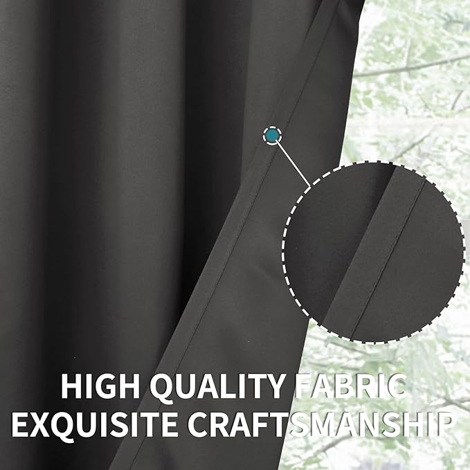 BGment Blackout Curtains for Bedroom - Grommet Thermal Insulated Room Darkening Curtains for Living Room, Set of 2 Panels (38 x 54 Inch, Dark Grey)