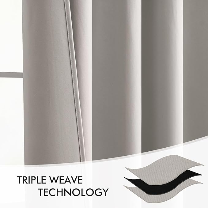 MIULEE Stone Back Tab Blackout Curtain 96 Inch Long 2 Panels Set for Bedroom, Rod Pocket/Pinch Pleat Thermal Insulated Living Room Darkening Pleated Light Blocking Floor to Ceiling Drape