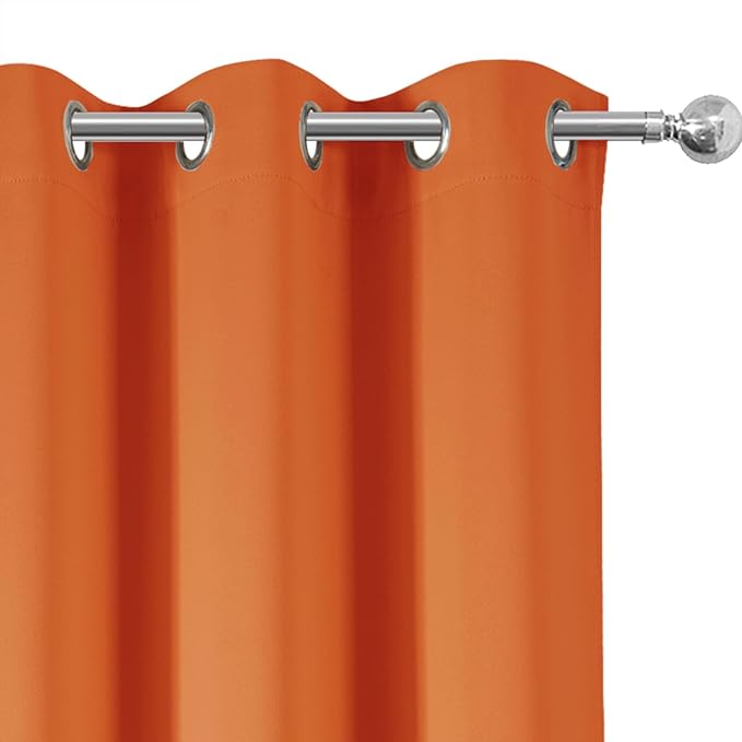 LEMOMO Blackout Curtains 52 x 90 Inch Long Orange Curtains Set of 2 Panels Room Darkening Curtains for Bedroom and Living Room
