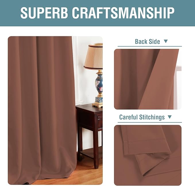 H.VERSAILTEX Blackout Curtain for Living Room Thermal Insulated Window Treatment Curtain Extra Long 84 inch Length Energy Saving Solid Grommet Top Blackout Drape, One Panel, Washed Spice, 52"W x 84"L