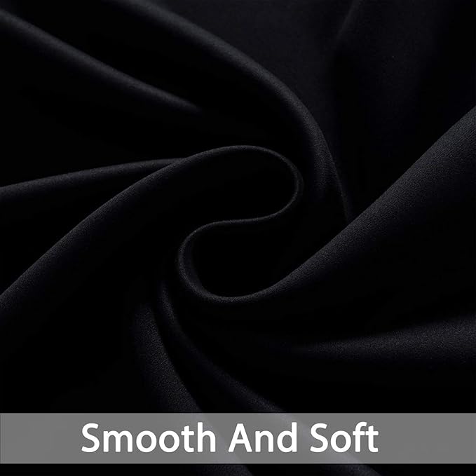 Yakamok Soft and Smooth Blackout Curtains for Bedroom - Grommet Thermal Insulated Room Darkening Curtains for Living Room, Set of 2 Panels (52W x 72L Inch, Black)