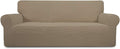 Easy-Going Stretch Oversized Sofa Slipcover 1-Piece Sofa Cover Furniture Protector Couch Soft with Elastic Bottom for Kids, Polyester Spandex Jacquard Fabric Small Checks Natural