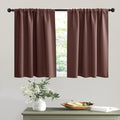RYB HOME Basement Bathroom Kitchen Cafe Blackout Privacy Curtains, Short Insulating Light UV Heat Blocking Privacy Curtain Tiers for Laundry Room, Width 34 by Length 30, Chocolate Brown, 2 Panels