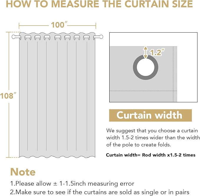 H.VERSAILTEX Blackout Patio Curtains 100 x 108 Inches for Sliding Door Extral Wide Blackout Curtain Panels Thermal Insulated Room Divider - Grommet Top, 9' Tall by 8.5' Wide - Charcoal Gray