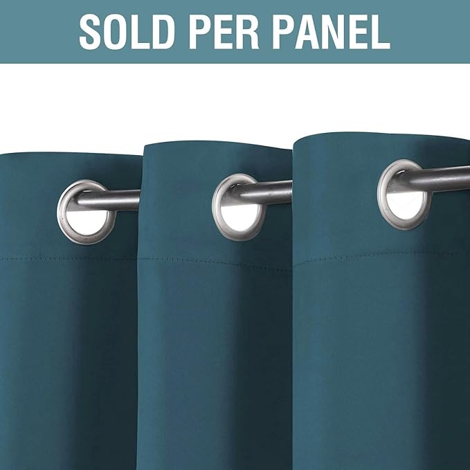 H.VERSAILTEX Blackout Curtain for Living Room Thermal Insulated Window Treatment Curtain Extra Long 63 inch Length Energy Saving Solid Grommet Top Blackout Drape, One Panel, Dark Teal, 52" W x 63" L