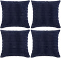 Fancy Homi 4 Packs Navy Blue Decorative Throw Pillow Covers 18x18 Inch for Living Room Couch Bed Sofa, Rustic Modern Farmhouse Boho Home Decor, Soft Plush Corduroy Square Cute Cushion Case 45x45 cm