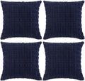 Fancy Homi 4 Packs Navy Blue Decorative Throw Pillow Covers 26x26 Inch for Living Room Couch Bed Sofa, Rustic Modern Farmhouse Boho Home Decor, Soft Plush Corduroy Cute Square Cushion Case 66x66 cm