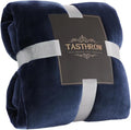 TASTHROW Large Flannel Fleece Throw Blanket, 90×108 Inch - Cozy Lightweight Thick Blanket - All Seasons Suitable for Women, Men and Kids (Navy)