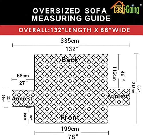 Easy-Going Reversible Oversized Couch Cover for 3 Cushion Couch Sofa Cover for Dogs Water Resistant Furniture Protector Cover with Foam Sticks for Pet Cat (Oversized Sofa, Blue/Ivory)