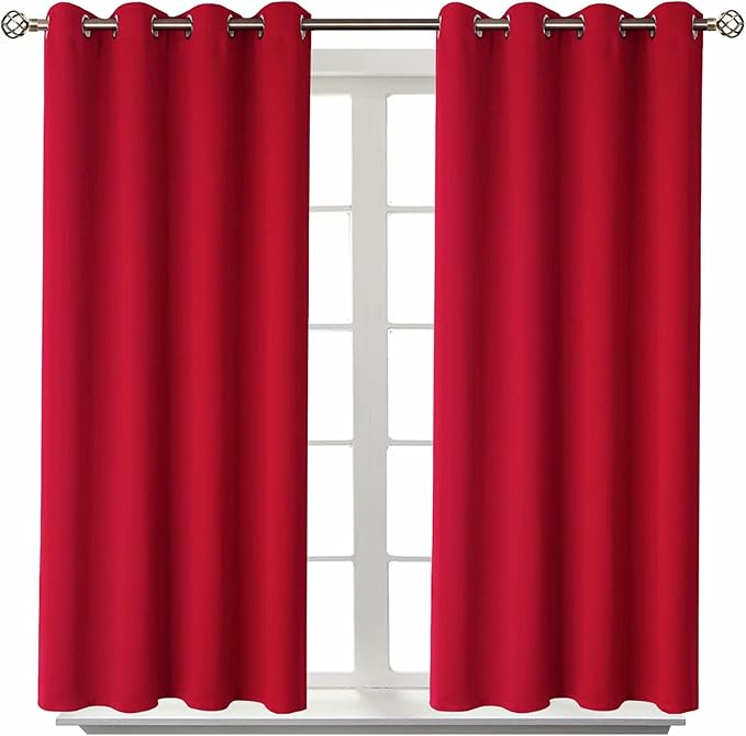 BGment Room Darkening Curtains 54 Inches Long - Grommet Thermal Insulated Drapes Window Treatment Curtains for Bedroom, 2 Panels, 52 x 54 Inch, Red