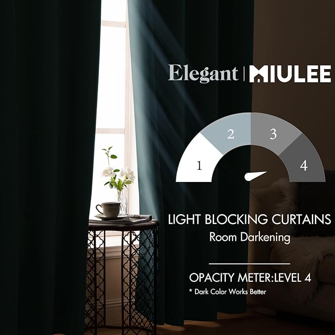 MIULEE Blackout Room Darkening Curtains Thermal Insulated Drapes Solid Window Treatment Set Grommet Top Light Blocking Curtain for Living Room/Bedroom 2 Panels 52 x 84 inch Length Greyish Blue