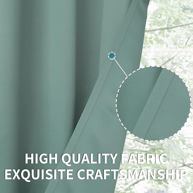 BGment Blackout Curtains - Grommet Thermal Insulated Room Darkening Bedroom and Living Room Curtains, Set of 2 Panels (42 x 72 Inch, Frosty Green)