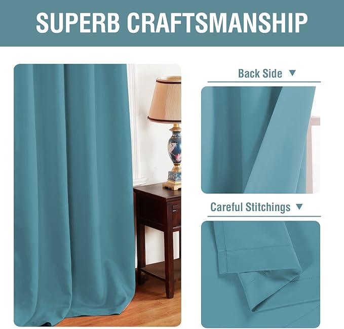 H.VERSAILTEX Blackout Curtain for Living Room Thermal Insulated Window Treatment Curtain Extra Long 96 inch Length Energy Saving Solid Grommet Top Blackout Drape, One Panel, Storm Blue, 52" W x 96" L