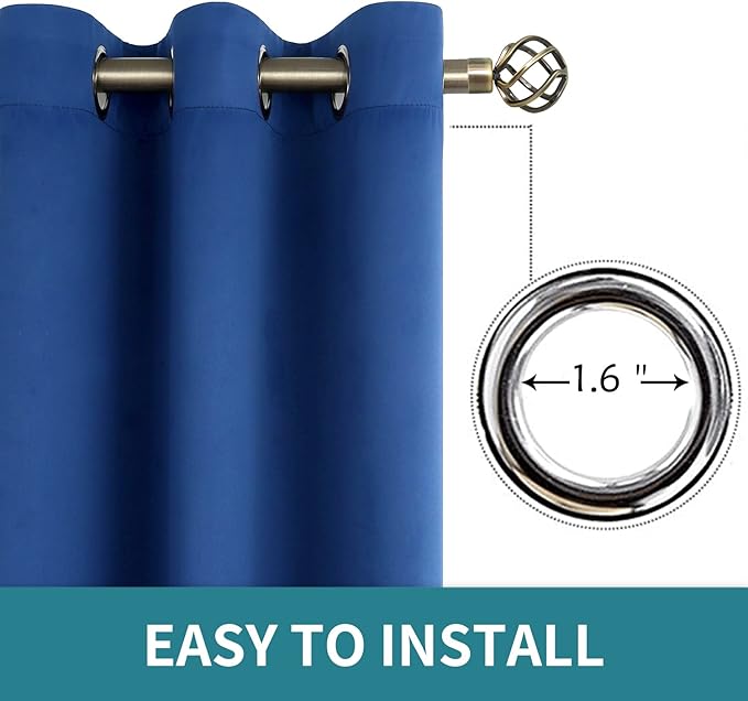 BGment Blackout Curtains for Bedroom - Grommet Thermal Insulated Room Darkening Curtains for Living Room, 42 x 63 Inch, 2 Panels, Royal Blue
