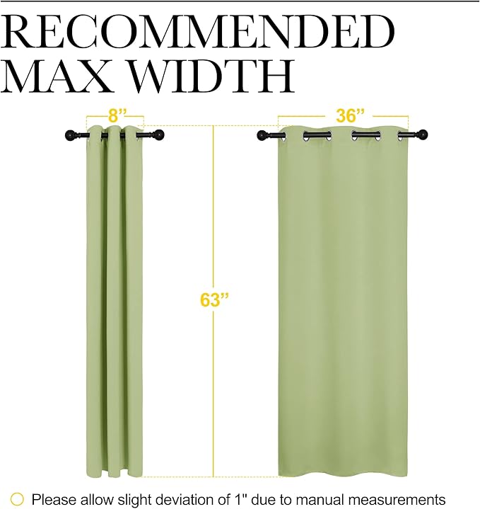 NICETOWN Curtains for Bedroom, Green Nursery Curtains Thermal Insulated, Grommet Top Blackout Drapes for Son's Room Privacy (Sage Green, 1 Pair, 42 x 63 inches)