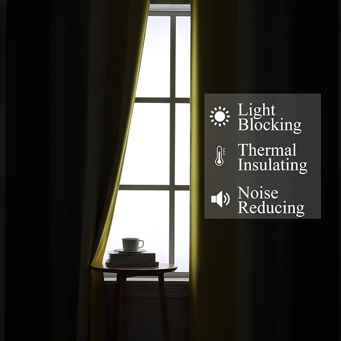 Estelar Textiler Brown and Yellow Blackout Curtains for Living Room, Full Room Darkening Grommet Ombre Curtains for Bedroom, Thermal Insulated Light Blocking Gradient Drapes, 52Wx72L, 2 Panels