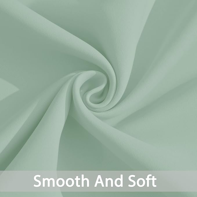 Yakamok Light Sage Green Blackout Curtains-Room Darkening Green Thermal Insulated Grommet Set of 2 Drapes for Bedroom Living Room, 52W x 72L, Light Sage,2 Panels