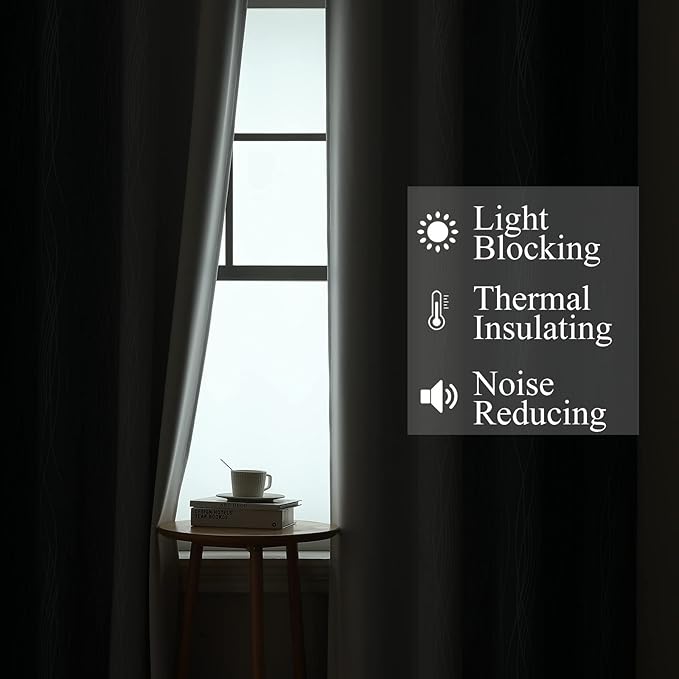 Estelar Textiler Full Room Darkening Greyish White and Navy Blue Blackout Curtains 45 Inch Length 2 Panels Set,Ombre Thermal Insulated Full Light Blocking Grommet Blackout Drapes for Kitchen,52Wx45L